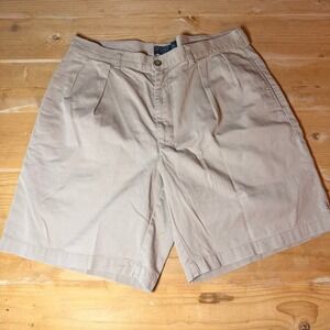 Polo Ralph Lauren Tyler Short Mens 36 Khaki Tan Pleated Classic Chino Cotton 9"